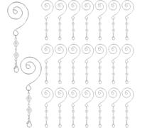 30 Pcs Ornament Hangers Tree Hooks Decorative Clear Acrylic Wire S Hook Lobster Claws Beadable Platinum Jeweled Hanging for Christmas Tree Wall Party Home Decor(30 pcs Metal Silver)
