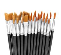 30 Pcs Paint Brush Set - Small Flat & Round Pointed Nylon Hair Brushes for Acrylic, Oil, Watercolor, Rock Painting, Drawing and Art Supplies (15 Flat and 15 Round)