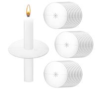 30 PCS Paper Candle Holder Drip Protector, Round Candle Drip Protector Silver Bobeche Candle Holder Paper Candle Drip Guards for Candlelight Vigil, Church Service, Memorial Service, Devotional Candles
