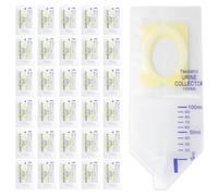 30 Pcs Pediatric Urine Bag Collectors, Clear Urine Catcher Pouch Adhesive Surface, 100ml Spill Proof Infant Urine Collection Bags - Ideal Disposable Pediatric Urine Collectors