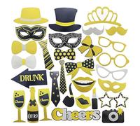 30 PCS Photo Booth Props Kit, Photo Props Holiday Party Supplies Funny Signs Picture Decorations For Christmas New Years Eve Graduation Decorations Birthday Wedding Family Reunion Class Reunion