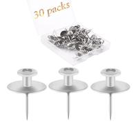 30 PCS Picture Hanger Nails, Double Headed Push Pins Hooks Thumbtacks for Wall Hangings Picture, Decorative Small Hook Pins for Drywall Cork Board Home Office Photo Decorations (Silver)