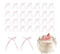 30 Pcs Pink Bows for Cake, Bow Cake Toppers, Pink Cake Decorations for Baby Shower, Birthday, Wedding, Party, and Anniversary