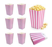 30 PCS Pink Popcorn Boxes, Small Popcorn Bags For Party, Mini Paper Snack Boxes Pink & White Striped Popcorn Containers For Birthday Party Favors, Cinemas And Home Gatherings