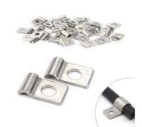 30 Pcs Pipe Clips 2mm Pipe Clamp Single-Hole Pipe Brackets V2A Stainless Steel U Brackets Heavy Duty Cable Clamps Fasteners for Ø 2-3mm Cables Water Pipes Fixing Flush Installation