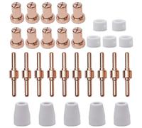 30 Pcs Plasma Cutter Tips and Nozzles Set, Copper Electrodes, Ceramic Shield Cups and Swirl Rings for Torch Compatible with CUT-40 LGK-40 Plasma Cutting M