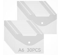 30 Pcs Plastic Wallets, A6 Waterproof Clear Plastic Folders with Snap Button, 17×12 cm Document Wallets, A6 Simple Small Popper Wallet for Home, School, Office, Travel