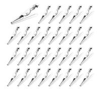 30 Pcs Plated Alligator Clips, Metal Alligator Clip Spring Clamps,Multipurpose Steel Alligators Clips,Mini Silver Plated Test Wire Spring Clamp, for Laboratory Electric Testing Work