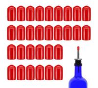 30 PCS Pourers Dust Covers Black Pourer Cap Rubber Caps Olive Oil Liquor Bottle Pour Spout Cover Pour Dispenser Spout Dust Covers ,Not included Bottle Pourers (30, Red)