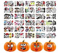 30 Pcs Pumpkin Face Stickers, Pumpkin Face Vinyl Decal Sticker, Decorating Kit for Craft Party