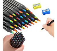 30 Pcs Rainbow Pencils with 2 Pcs Pencil Sharpeners, Coloured Drawing Pencil Colouring Pencils for School, Kids and Adults, Multicolored for Writing, Sketching, Art Drawing, Party Bags, Coloring