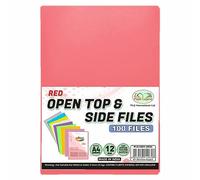 30 PCS - RED A4 Cut Flush Plastic Folders Open Top & Side Cut Flush File Cover Sleeves Gloss & Plain 12mm L-Type Project Pockets Report File Document Storage Wallet Sheet Protectors.