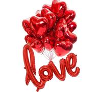 30 Pcs Red Heart Foil Balloons 18 Inches, 1 Pc Love Foil Balloon, Valentines Heart Foil Balloons Helium, Red Love Heart Valentine's day Decoration