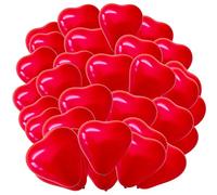 30 pcs Red Heart Shaped Latex Balloons and 50 meter Ribbon Roll for Valentine's Day Wedding Anniversary Birthday Decoration Party Supplies