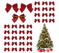 30 PCS Red Velvet Bows,Christmas Bows with Twist Tie Satin,Christmas Tree Bows,Decorative Bows for Xmas Wreath Present Wrapping Ornament (Red2)