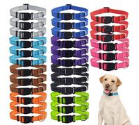 30 Pcs Reflective Dog Collar Bulk Adjustable Nylon Puppy Collar for Small Medium Girl and Boy Dogs Large Dogs Multiple Pet with Quick Release Buckle for PET Travel Walk Daily (Medium, 10 Colors)