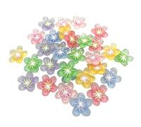 30 pcs Resin Flower Cabochons Slime Charms,Mix Candy Colors Flatback Beads for DIY Craft Making and Ornament Scrapbooking Jewelry（Jelly Cherry Blossom）