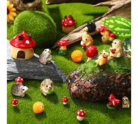 30 Pcs Resin Mini Hedgehog Mushroom Miniature Figurines Outdoor Garden Animals Figurines Fairy Garden Accessories Tiny Hedgehog Mushroom Figurines for House Terrarium Plant Pots Bonsai Craft Decor