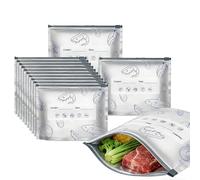 30 PCS Reusable Aluminum Foil Sealable Bags, Stand-Up Zip Lock Storage Bags with Labels, 3 Sizes Airtight Mylar Bags for Food Freshness, Freezer Safe for Meat, Vegetables, Snacks & Meal Prep