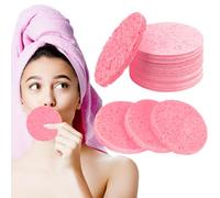 30 Pcs Reusable Facial Sponges, Compressed Cleansing Cellulose Face Sponge, for Men Women (pink)