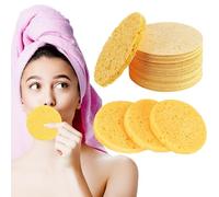 30 Pcs Reusable Facial Sponges, Compressed Cleansing Cellulose Face Sponge, for Men Women (yellow)