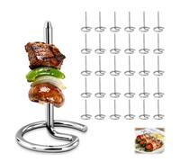 30 Pcs Reusable Stainless Steel Mini Skewers,Round BBQ Skewers 1.75 Inch, Air Fryer Skewer,Upgrade Your BBQ Game with These Metal Pins for Grilling Steak Bites, Bacon, and Fruit on Party Platters