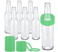 30 Pcs Ring Toss Game Carnival Game Set Include 24 Plastic Throw Rings and 6 Glass Bottles for All Occasions and Events, Summer Backyard Fun, Beach, Carnival Party Favor (Green, 2.36")