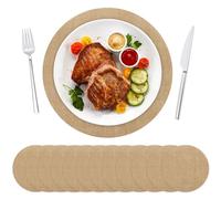 30 PCS Round Burlap Placemats 11.8 Inch Jute Rustic Place Mats Fall Reusable Table Mats Heat Resistant Round Table Mats Farmhouse Placemats Rustic Table Decorations for Dinner Holiday Supplies