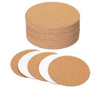 30 Pcs Round Cork Coasters Backs Self-Adhesive Cork Round 3 x 3 Inch Tiles Backing Sheets Mini Wall Mat Bottom Protection for Coasters Pads DIY Crafts Stone Wooden Surfaces Circles Brown Oak