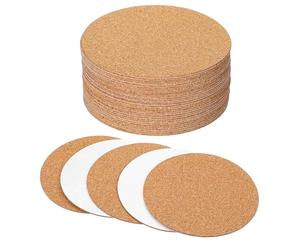 30 Pcs Round Cork Coasters Backs Self-Adhesive Cork Round 3 x 3 Inch Tiles Backing Sheets Mini Wall Mat Bottom Protection for Coasters Pads DIY Crafts Stone Wooden Surfaces Circles Brown Oak