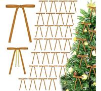 30 Pcs Rustic Velvet Christmas Bow 5 x 7 Inch for Wreath, Tree and Home Decorations - Vintage Ribbon Bows (Khaki)