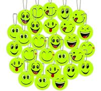 30 Pcs Safety Reflectors for Kids With Adjustable Chains - Reflective Keyring Pendants for Road Safety, Cycling, Running, Walking - Party Bag Fillers