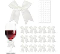 30 Pcs Satin Ribbon Bows with Glue Dots 8x8cm Cake Bows Ribbon for Gift Wrapping Balloon Ribbons for Crafting Bow Wrapping Paper for Birthday Party Wedding Decorations Bakery Candy Bags (White)