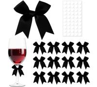 30 Pcs Satin Ribbon Bows with Glue Dots 8x8cm Cake Bows Ribbon for Gift Wrapping Balloon Ribbons for Crafting Bow Wrapping Paper for Birthday Party Wedding Decorations Bakery Candy Bags (Black)