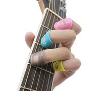 30 Pcs Silicone Guitar Fingertip Protectors 5 Sizes Anti Slip Finger Silicone Guitar Finger Guards Fingertip Protection Covers Caps Guitar Fingertip Protectors(Random Color)