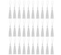 30 PCS Silky Tassels for Bookmark Making - DIY Craft Supplies and Home Decor for Handmade Resin Projects (Silverwhite)