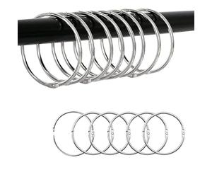 30 Pcs Silver Opening Curtain & Shower Curtain Rings - 60mm Inner Diameter Iron with Anti-Rust Coating, Durable Rust-Proof Hanging Rings, Reusable Easy-Open Rings for Window, Door & Shower Curtains