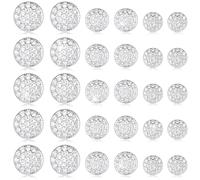 30 Pcs Silver Rhinestone Buttons for Clothing, Crystal Embellishments for Clothing Round Sparkle Buttons Flat Back Crystal DIY Decoration Bottons for Sewing Crafts Wedding Bridal 3 Sizes