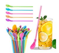30 Pcs Slush Straws with Spoon,Plastic Straws for Slush Colored 2-in-1 Reusable Straws BPA-Free, Durable Drinking Straw for Smoothies, Milkshakes, Cocktails, and More Plastic Spoons Reusable