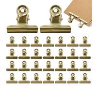 30 Pcs Small Bulldog Clips, Binder Clips, Gold Paper Clips Metal, Mini Bulldog Clips Small, 22mm Binder Round Metal Clips Clamps for Paper Pictures Organizer, Crafts Hanging Art
