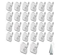 30 Pcs Small Sticky Hooks for Hanging,No Damage Wall Command Hook Stick On Plastic Self Adhesive Heavy Duty,Clear Mini Removable Damage Free,Transparent Strong,for Kitchen Bathroom Door Window Walls