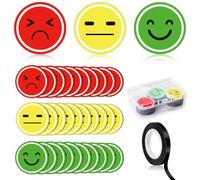 30 Pcs Smiley Face Magnet Red Yellow Green 1 inch Happy and Sad Face Magnets with 3 mm Black Pinstripe Tape 1/8 Clear Storage Box Small for Whiteboard Refrigerator Classroom Office Presentations Home