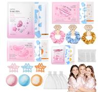 30 PCS Spa Sleepover Party Bags, Home Spa Gift Sets for Women, Skin Care Gift Set con Facemasks, Eye Masks, Lip Masks, Clay Mask, Bath Bomb, Compressed Towels, Hair Clip, Hair Tie, Spa Party Supplies