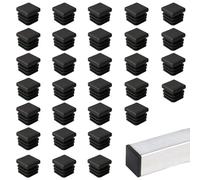 30 Pcs Square Plastic End Caps, Plastic Hole Plugs 20x20mm Tube Ribbed Inserts End Caps Black Inner Plugs, Furniture Foot Plug Cover Blanking End Caps Fence Post Plugs For Tables Desks Chairs