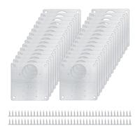 30 Pcs Stainless Steel Cabinet Hinge Repair Plates with 240 Screws. Flat Fixing Brackets to Mend Kitchen Cupboard Doors. (30)