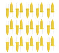 30 Pcs Stainless Steel Corn Holders, Sweetcorn Twin Forks for Grilling and Cooking, Durable Corn Cob Skewers for Home, Camping & Barbecues, Includes Yellow Handles for Easy Grip