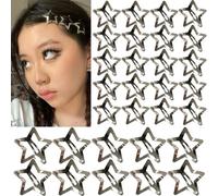 30 PCS Star Hair Clips,20PCS 1.22"Star Hair Clip and 10 PCS 1.65"Star Hair Clips Snap Star Hair Accessories Non Slip Star Clips for Girls Women Y2K Accessories Silver Metal Hair Clips
