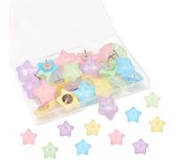 30 PCS Star Push Pins, Colorful Decorative Drawing Pins, Cute Colors Star Thumb Tacks for Bulletin Boards, Maps, Corkboards, Office and School