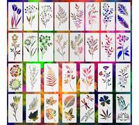 30 Pcs Stencils for Painting, Reusable Flower Templates for Crafts DIY Scrapbooking Card Making, 3x6 Inch Floral Stencils for Wood Wall Art Decor