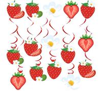 30 PCS Strawberry Birthday Decorations for Girls , Strawberry Hanging Swirls Pink Happy Party Decorations, Fruit Sweets Themed Party Decor for Spring Summer Birthday Baby Shower